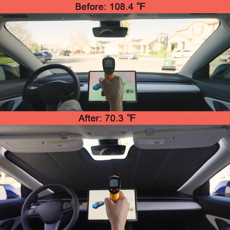 High-Quality Foldable Car Sunshade for Tesla Model S with Enhanced UV Protection - Evooor