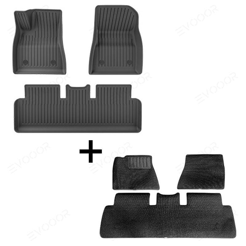 2024 Model 3 Highland Floor Mats All Weather Double Layer Flocking Tpe For Tesla - Evooor