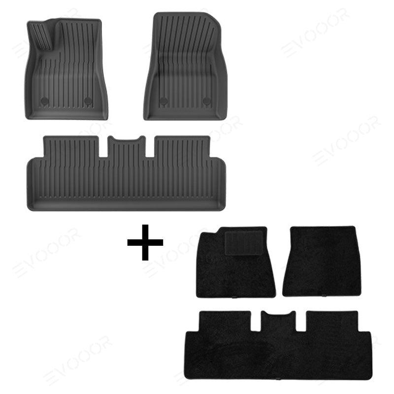 2024 Model 3 Highland Floor Mats All Weather Double Layer Flocking Tpe For Tesla - Evooor