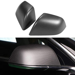 Model 3 Mirrors Cap ABS Matte Black Carbon Fiber (Carbon Fiber Pattern ABS) (1 pair)  For Tesla (2017-2024)