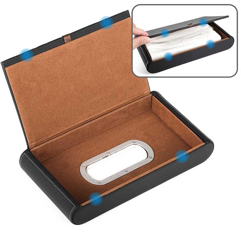 Model S/3/X/Y Leather Napkin Holder Leather Tissue Box for Tesla - Evooor