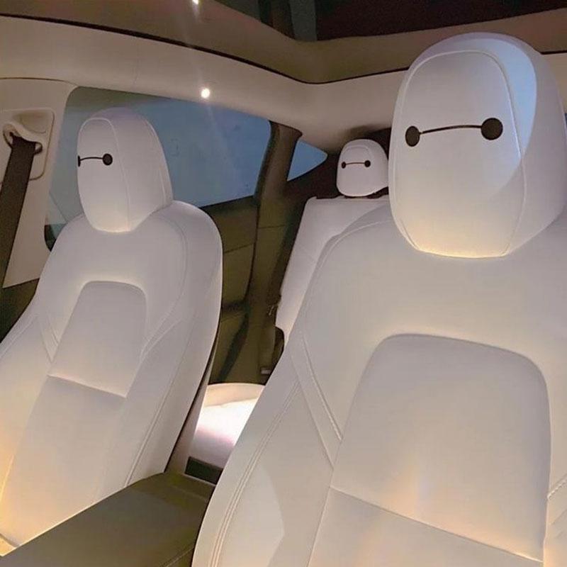 Model 3/Y/S/X Baymax Headrest Stickers Decoration Sticker for Tesla(4 PCS) - Evooor