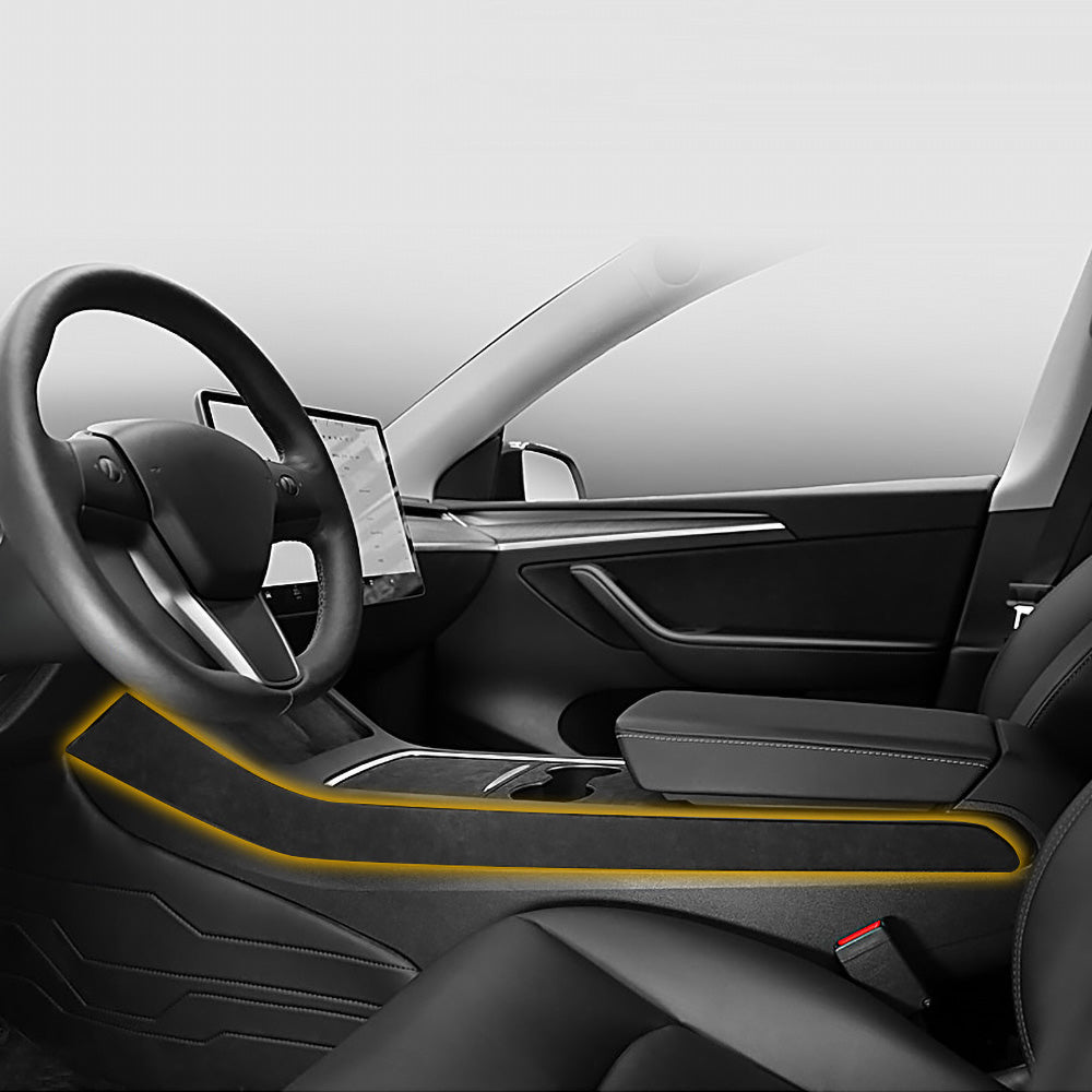 Model 3/Y Alcantara Mittelkonsolen-Seitenverkleidung für Tesla (2017–2023).