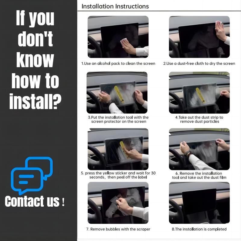 2024 Model 3 Highland Dashboard Screen & Second Row Seat Screen Protector Tempered Film Fully Covers For Tesla - Evooor